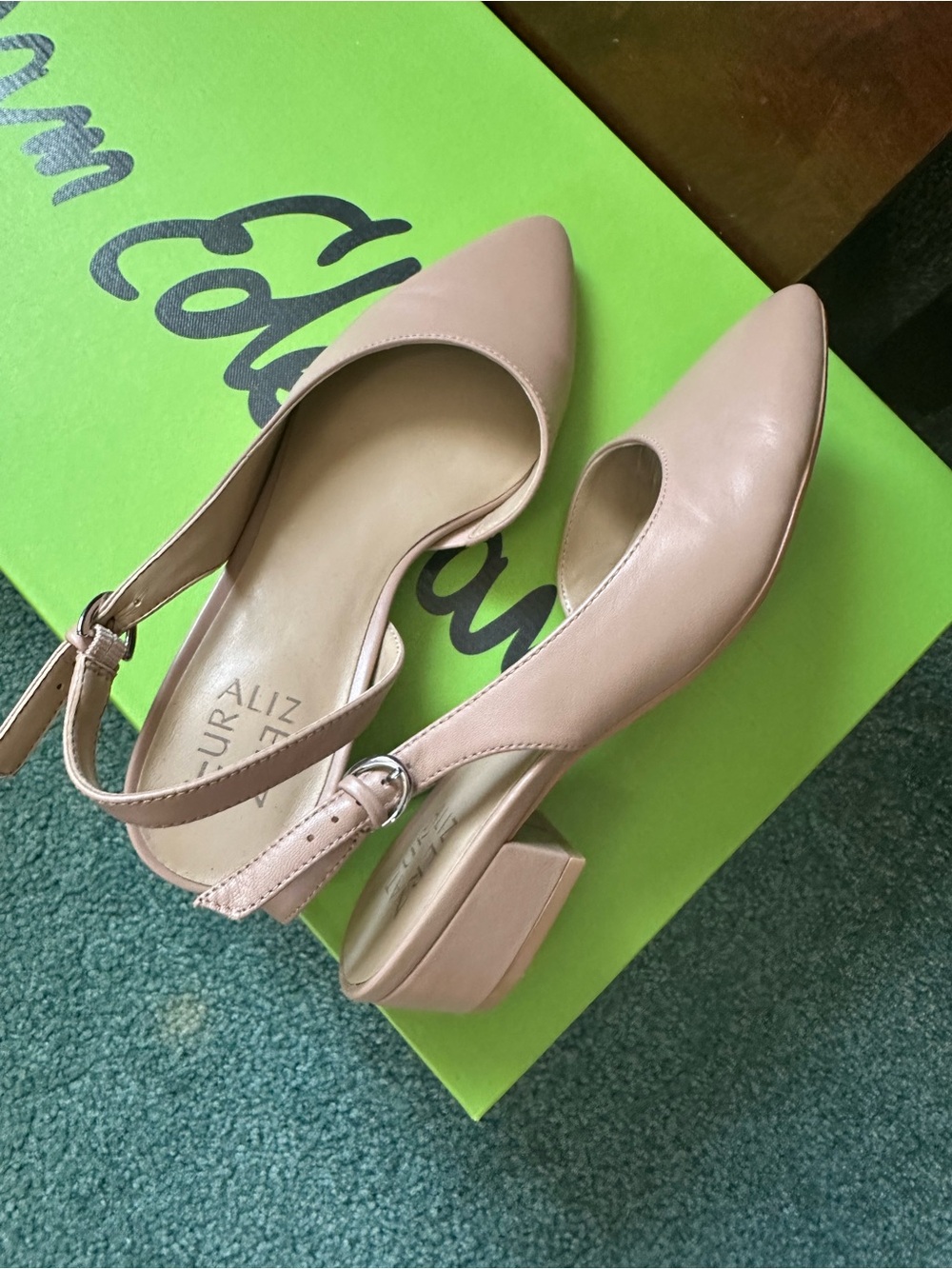Women’s Tan Naturalizer Slingback Block Heels Size 7W